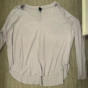 Wild Fable Women's XS Lilac V-Neck Ribbed Long Sleeve Top